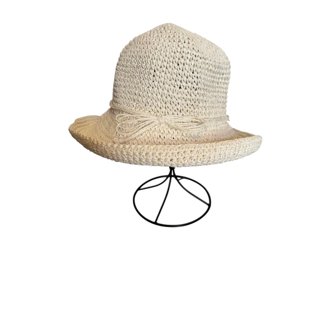American Dream By August Accessories NWT Beach Packable Sun Straw Hat OS Ivory